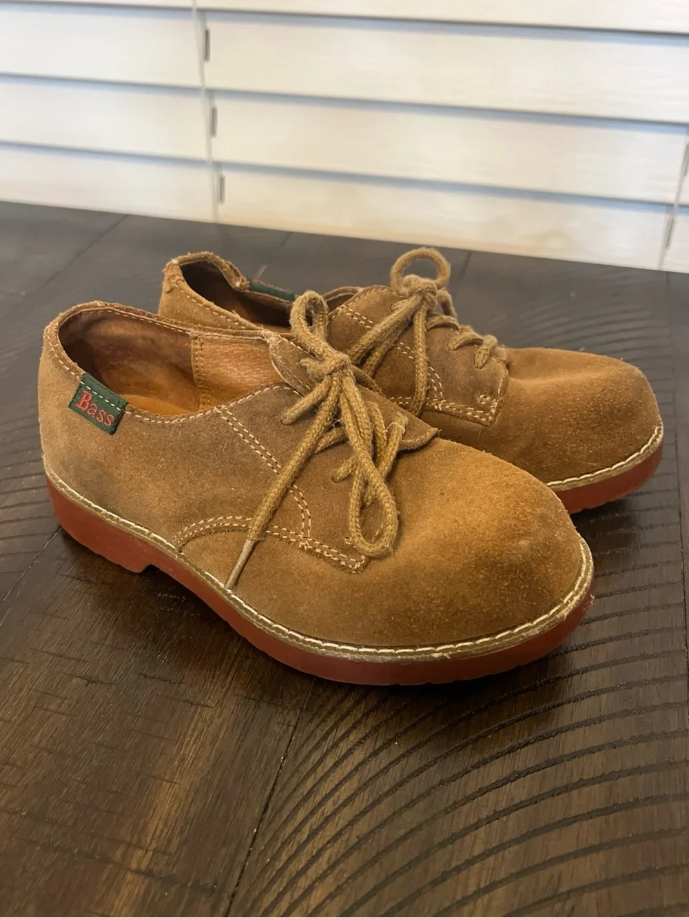 Bass Kids Tan Suede Lace-Up Oxfords